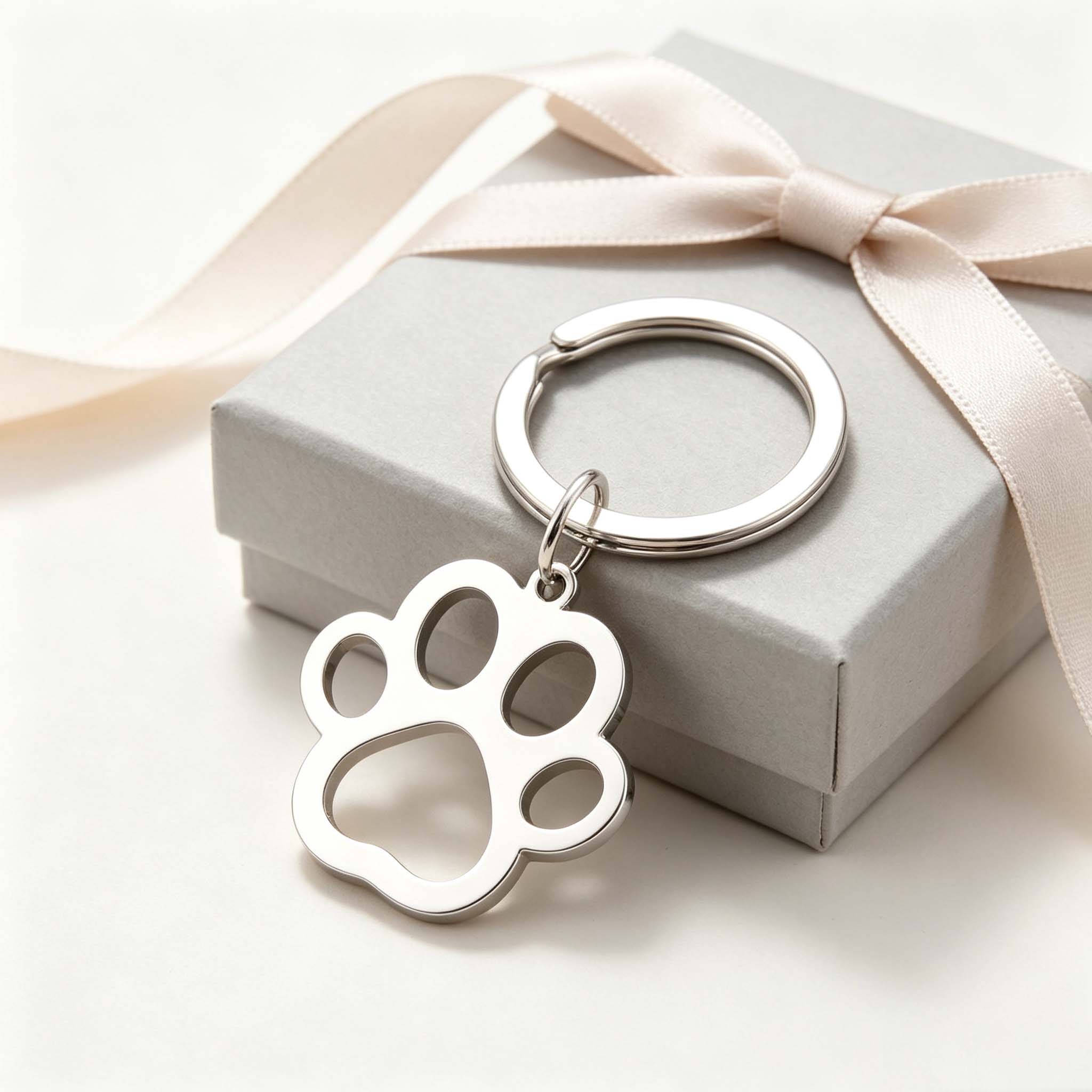 Mens Dog Tag Necklace - 5개 스테인리스 스틸 강아지 발바닥 키체인,