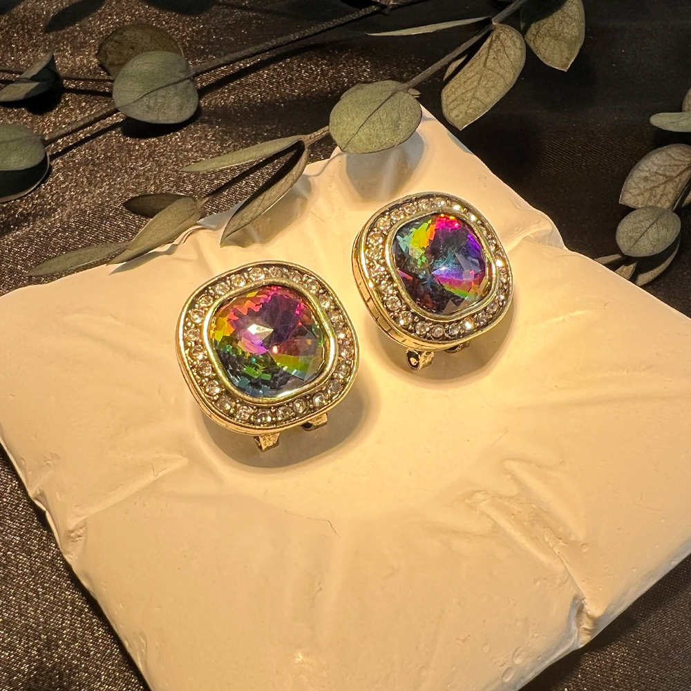 Diamond Stud Earrings - DIY 액세서리 중세풍 빈티지 사각 풀