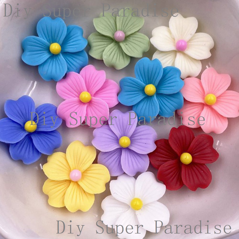 Paradise Jewelry & Watches Llc - 50Pcs 수지 다채로운 16mm 꽃 플랫