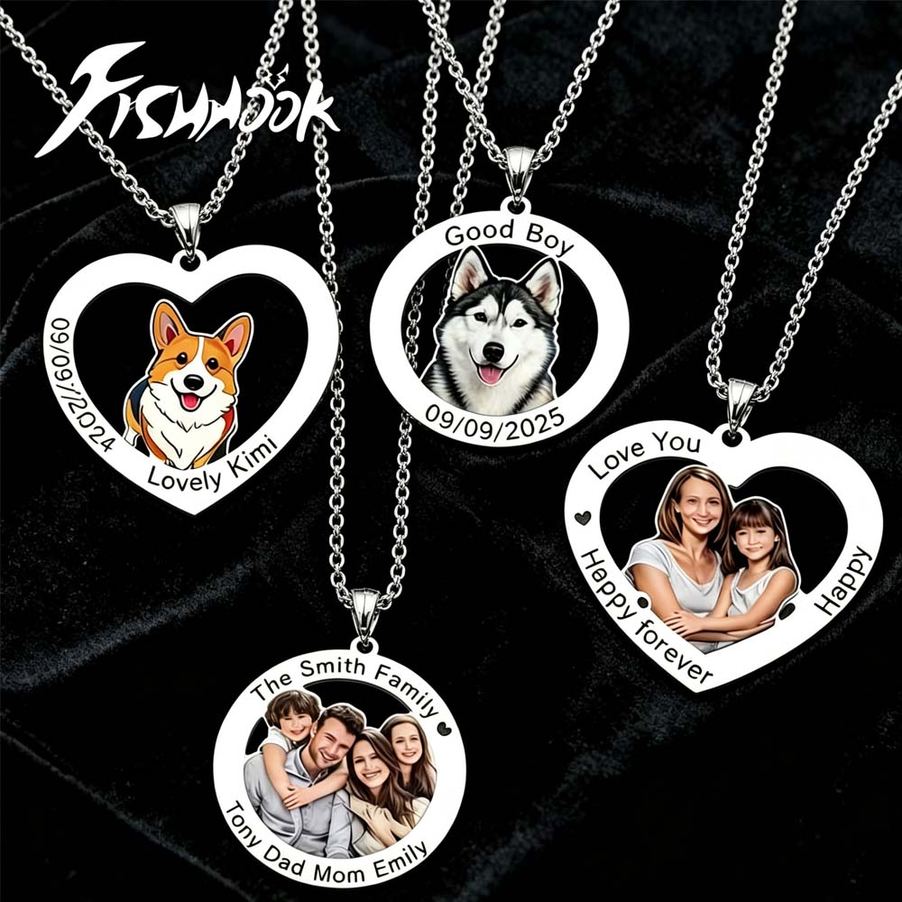 Mens Dog Tag Necklace - 사진을 인쇄하여 만든 맞춤형 목걸이, 남성,