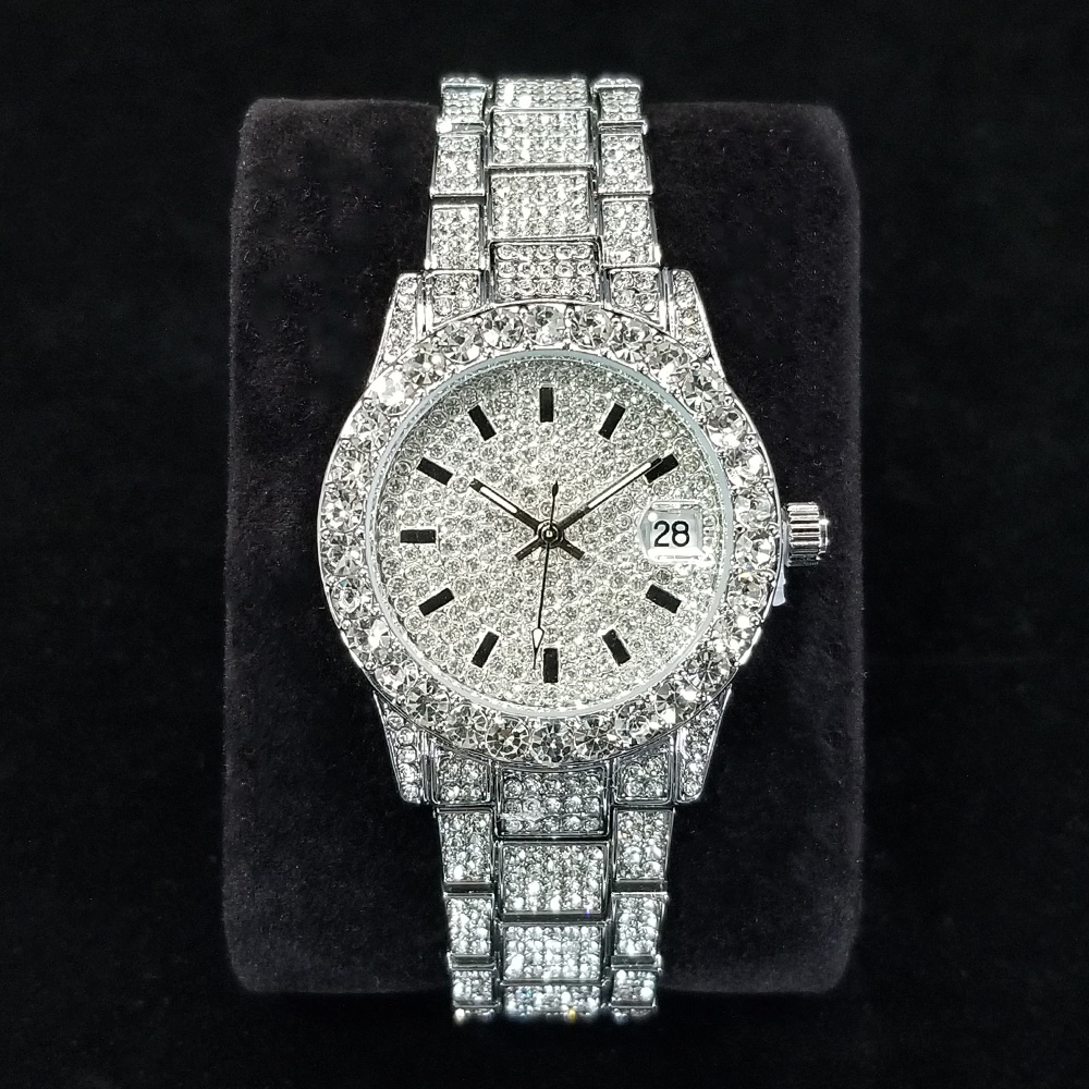 우아한 다이아몬드 시계 여성 패션 실버 라운드 스테인리 - Jewelry Watches Silver 리뷰 및 가격