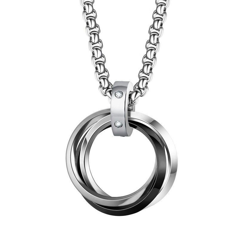 남성용 힙합 스타일 3중 링 티타늄 스틸 목걸이 1개, - Mens Dog Tag Necklace 리뷰 및 가격