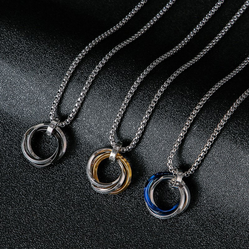 남성용 힙합 스타일 3중 링 티타늄 스틸 목걸이 1개, - Mens Dog Tag Necklace 리뷰 및 가격