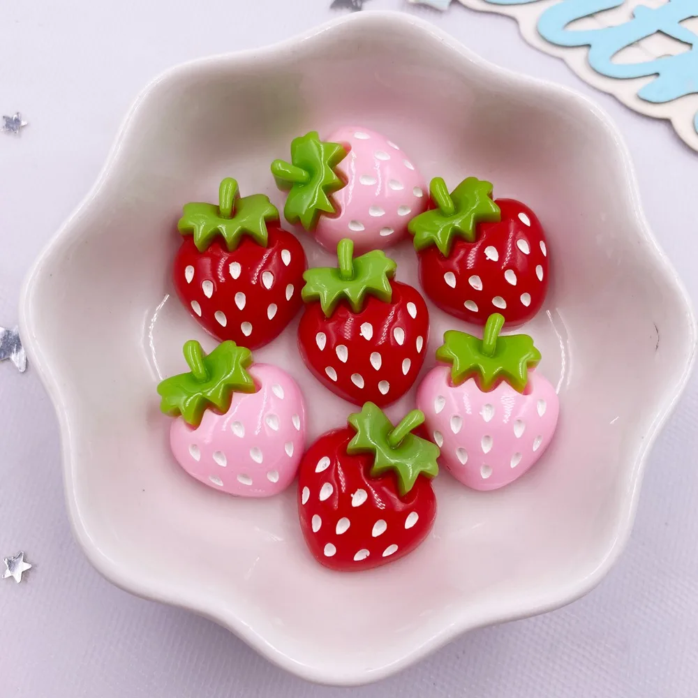 10PCS 수지 Kawaii 다채로운 만화 딸기 플랫  - Paradise Jewelry & Watches Llc 리뷰 및 가격