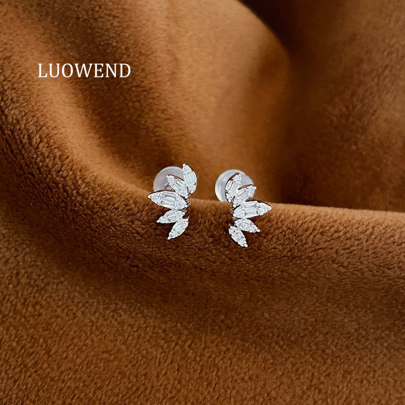 LUOWEND 100% 18K 화이트 골드 귀걸이 우아 - Diamond Stud Earrings 리뷰 및 가격