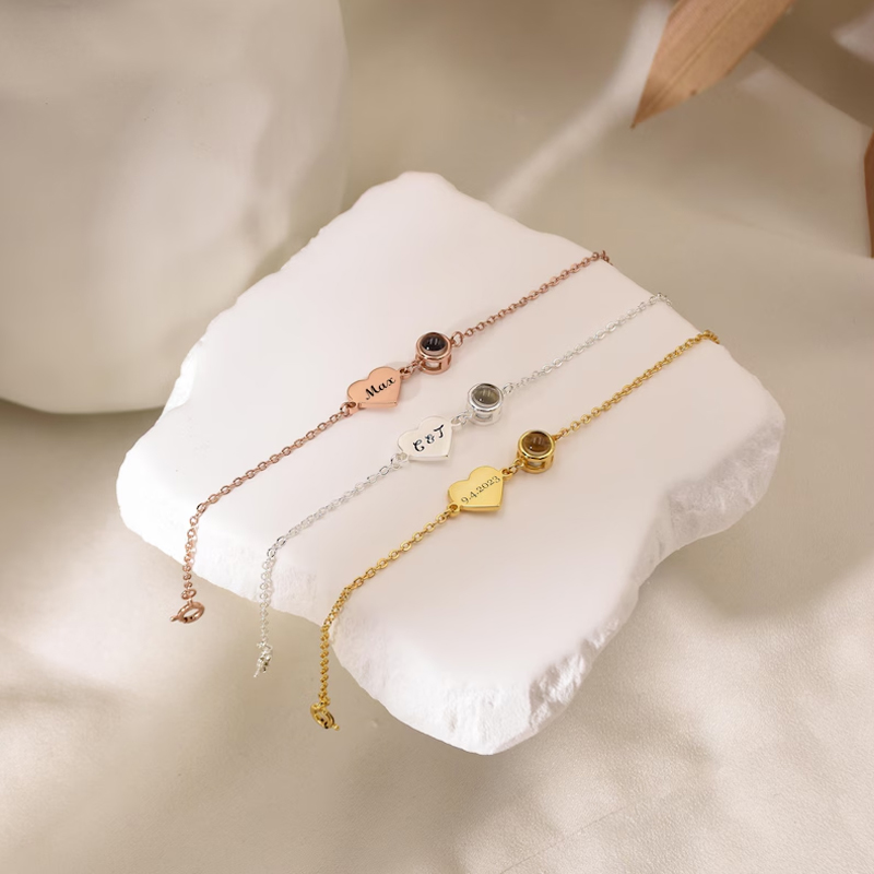 사진 프로젝션 팔찌와 사용자 정의 이름 팔찌 여성을위한 - Rose Gold Bracelet 리뷰 및 가격