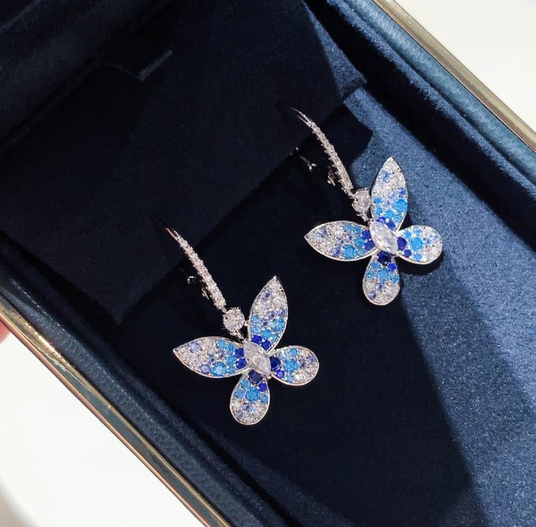 새로운 925 실버 하이 더블 블루 컬러 하이 카본 다 - Diamond Stud Earrings 리뷰 및 가격