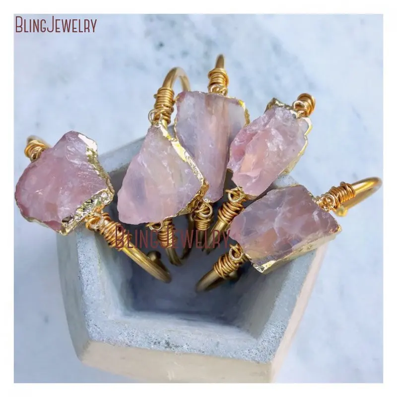 천연 수정 로즈 쿼츠, 스테인리스 스틸 소재, 세련된  - Rose Gold Bracelet 리뷰 및 가격