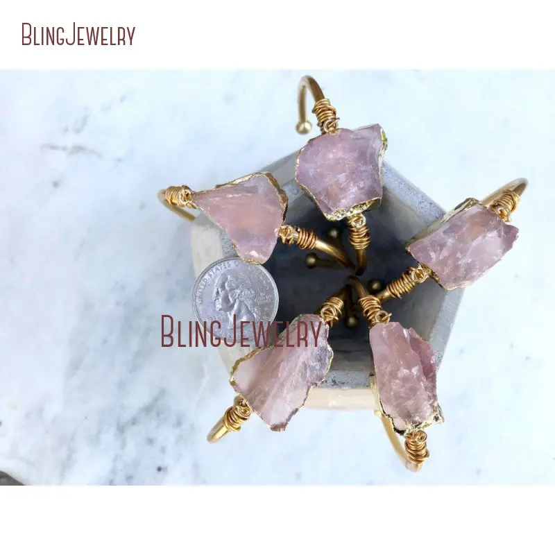 천연 수정 로즈 쿼츠, 스테인리스 스틸 소재, 세련된  - Rose Gold Bracelet 리뷰 및 가격