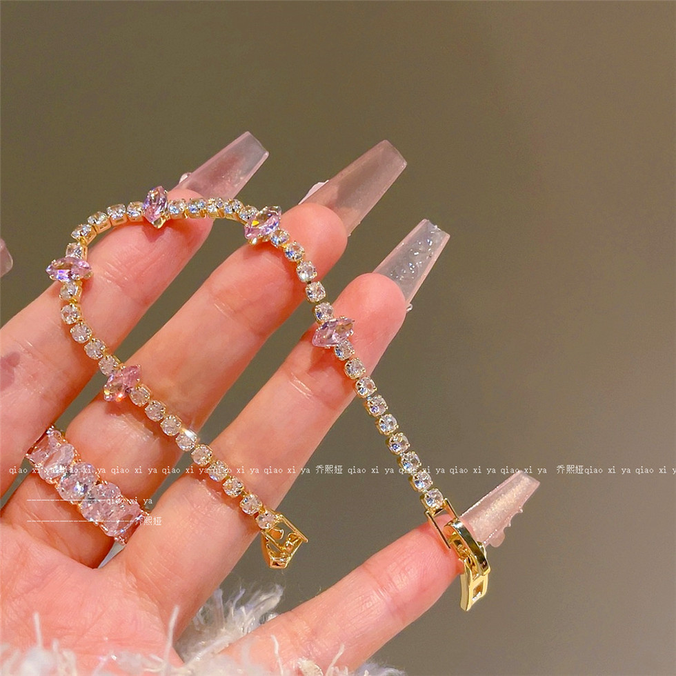 핑크 전체 Diamand 지르콘 팔찌 인스타그램 스타일 - Best Jewelry Watches Women 리뷰 및 가격