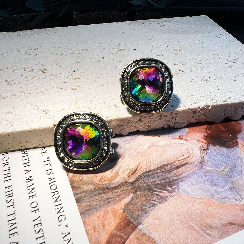 DIY 액세서리 중세풍 빈티지 사각 풀 다이아몬드 컬러 - Diamond Stud Earrings 리뷰 및 가격