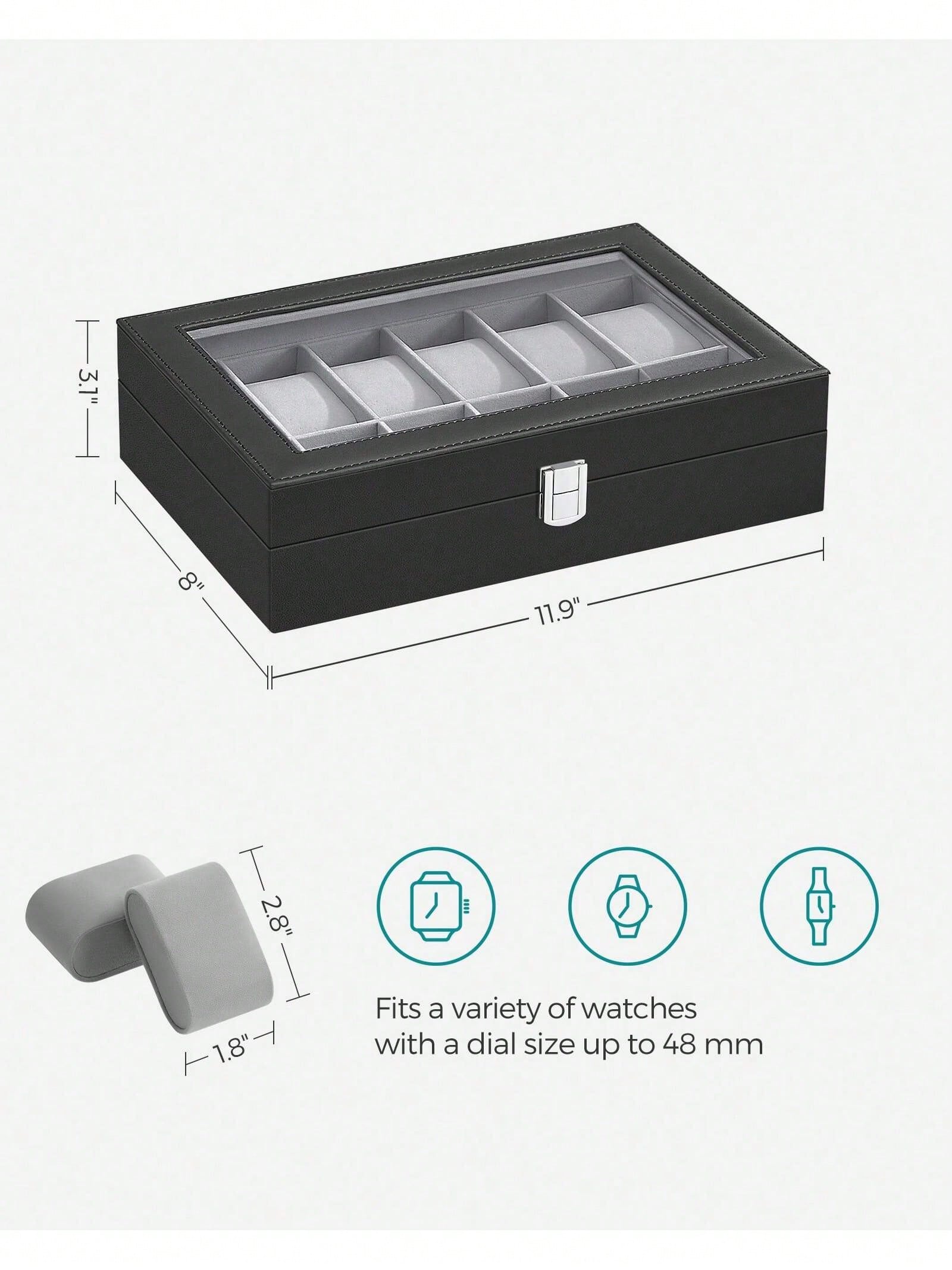 유리 뚜껑과 서랍이 있는 12슬롯 잠금식 시계 상자,  - Jewelry Like Watches 리뷰 및 가격