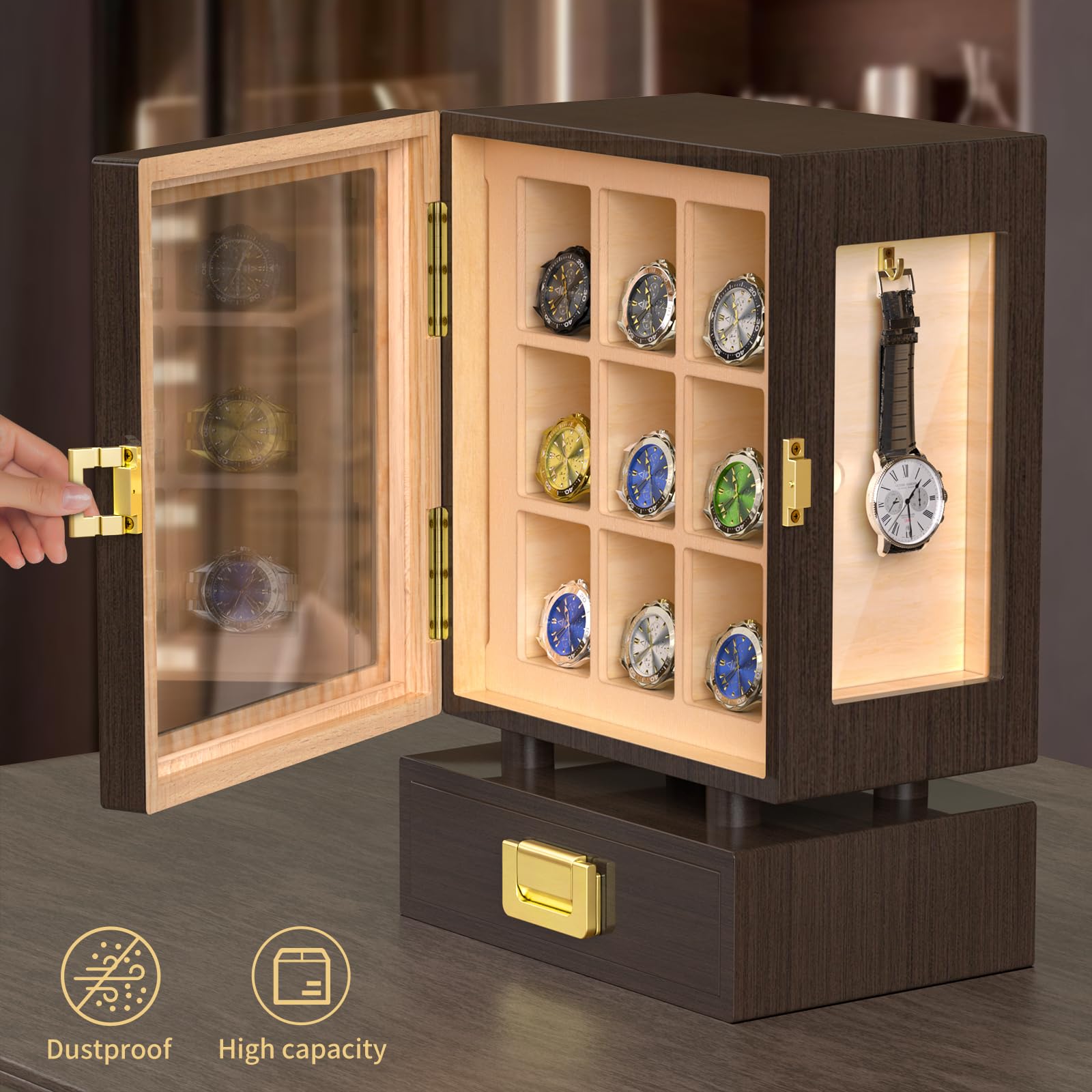 맞춤형 직사각형 나무 시계 보관함, 통원목 월넛 디스플 - Watches & Jewelry Repair Center New York Reviews 리뷰 및 가격