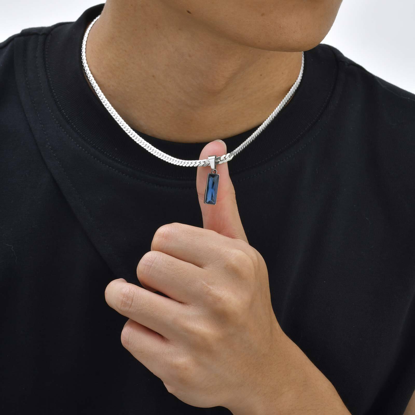 남자 소년을위한 바다 블루 기하학 펜던트 목걸이, 스테 - Mens Dog Tag Necklace 리뷰 및 가격