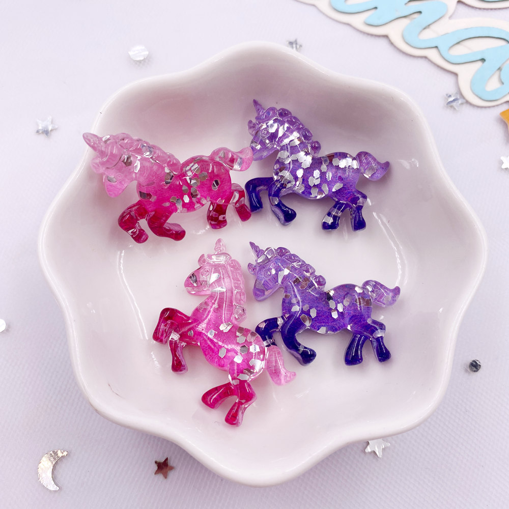 6PCS 다채로운 수지 반짝이 3D 유니콘 말 플랫 백 - Paradise Jewelry & Watches Llc 리뷰 및 가격