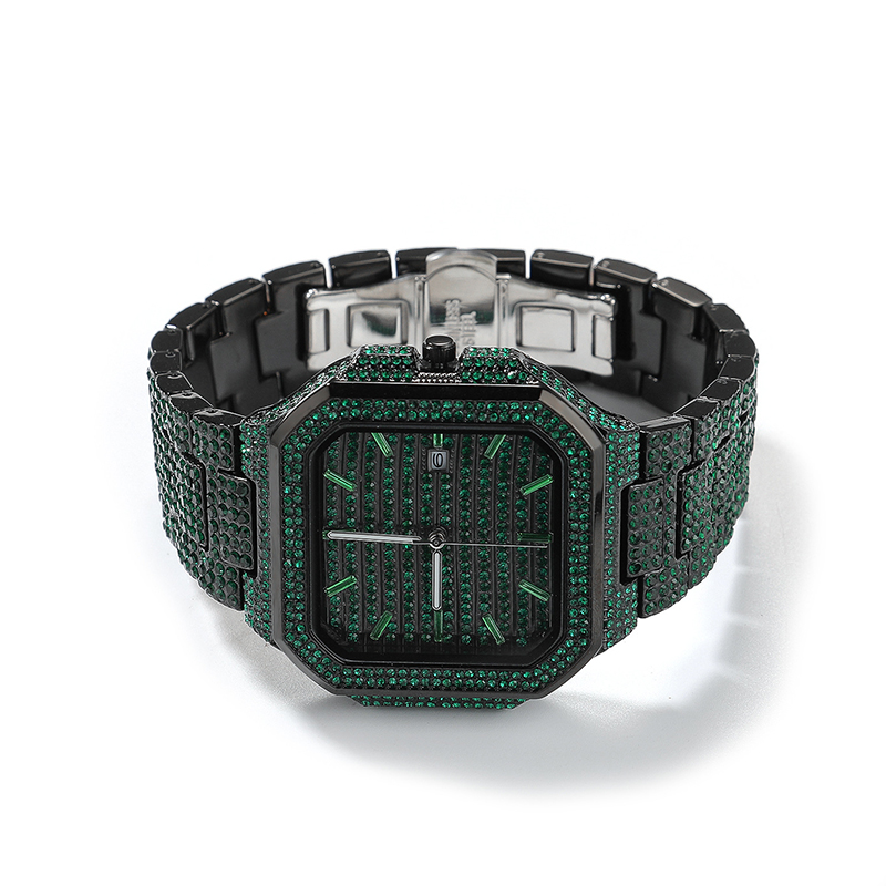 힙합 남성용 날짜 표시 쿼츠 시계 5A+ CZ 스톤 블 - Stones Watches & Jewelry In Sweden Ab 리뷰 및 가격