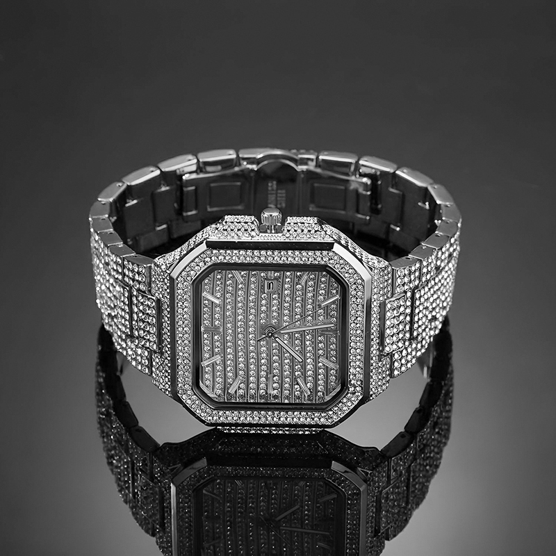 힙합 남성용 날짜 표시 쿼츠 시계 5A+ CZ 스톤 블 - Stones Watches & Jewelry In Sweden Ab 리뷰 및 가격