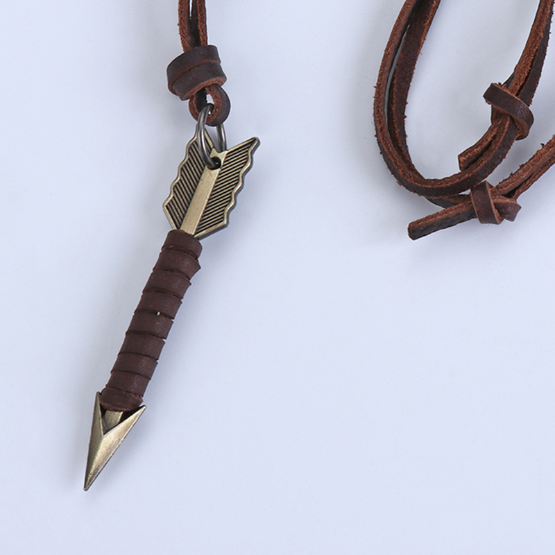 1Pc 남자 수제 빈티지 가죽 화살표 펜던트 목걸이 로 - Mens Dog Tag Necklace 리뷰 및 가격