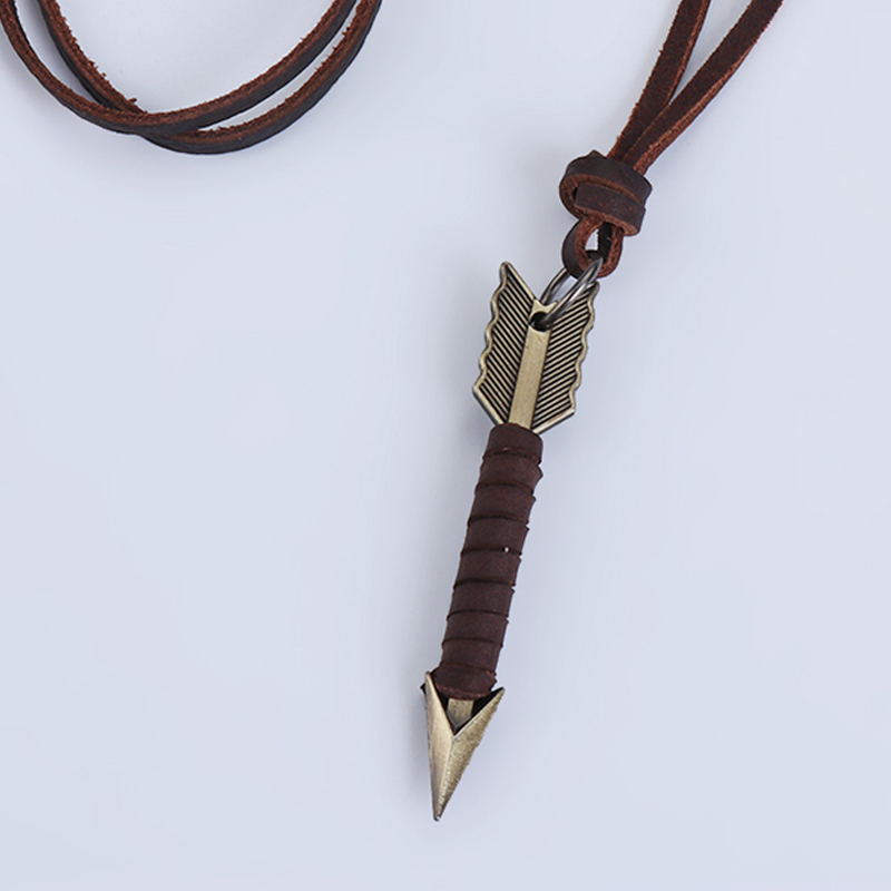 1Pc 남자 수제 빈티지 가죽 화살표 펜던트 목걸이 로 - Mens Dog Tag Necklace 리뷰 및 가격