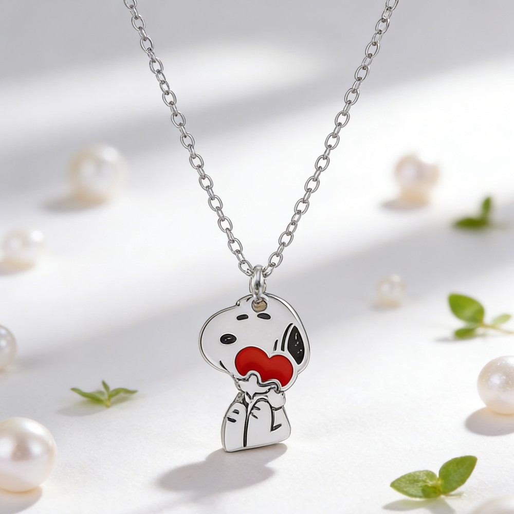 귀여운 만화 강아지 에나멜 하트 펜던트 목걸이 - 여성 - Mens Dog Tag Necklace 리뷰 및 가격
