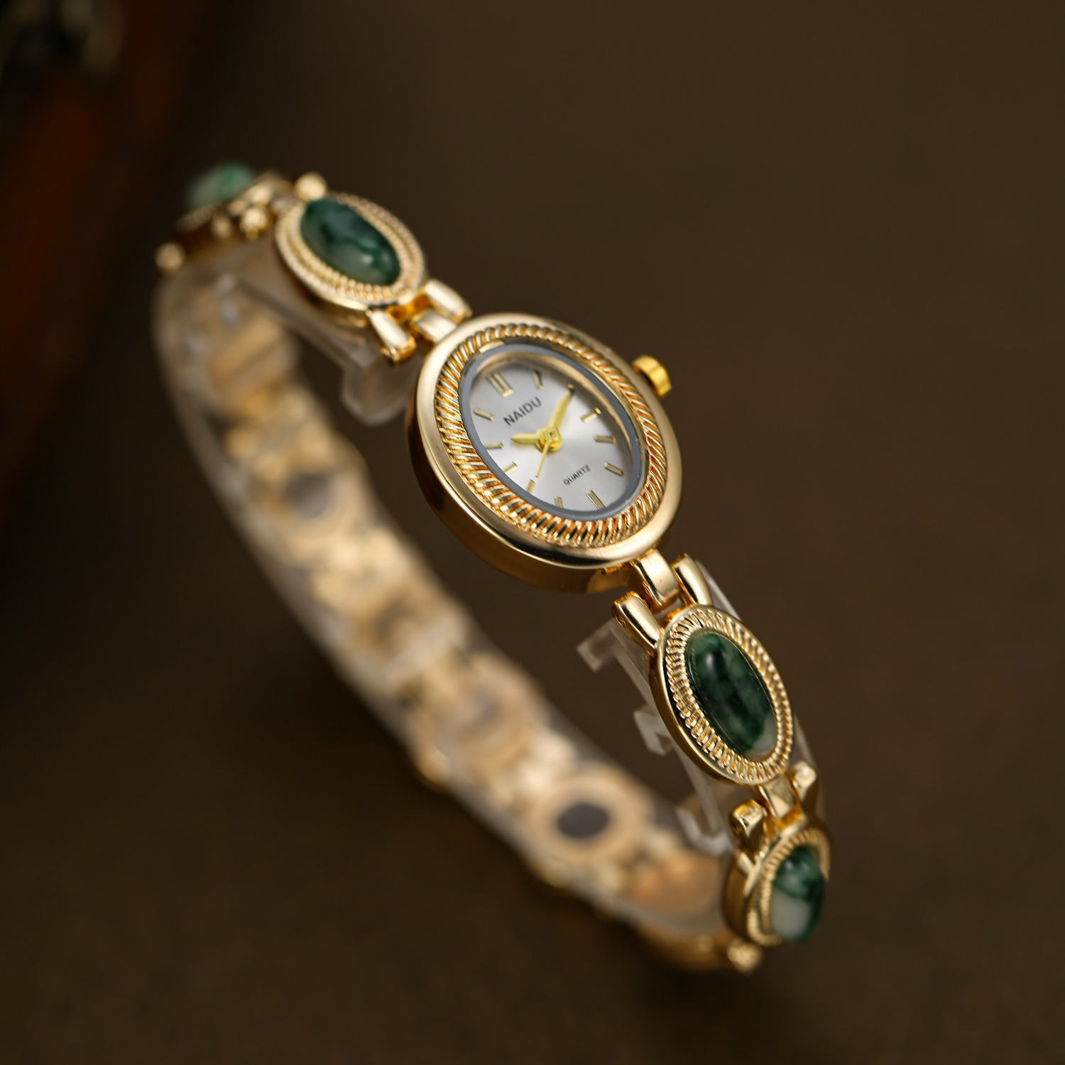 녹색 여성용 인조석 상감 스트랩 시계 레트로 타원형 다 - Stones Watches & Jewelry In Sweden Ab 리뷰 및 가격