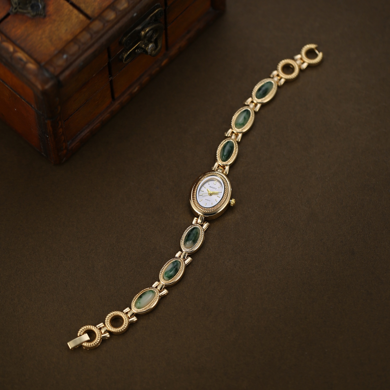 녹색 여성용 인조석 상감 스트랩 시계 레트로 타원형 다 - Stones Watches & Jewelry In Sweden Ab 리뷰 및 가격